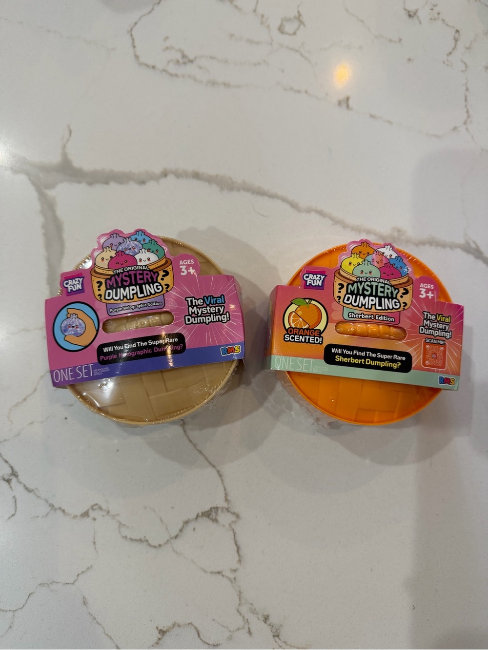 New bundle of 2 Mystery Dumplings - purple holographic and sherbert dumpling